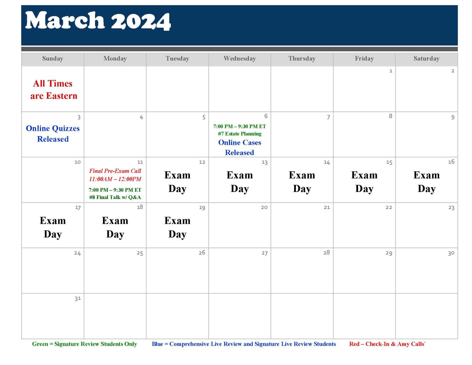 Important Dates March 2024 Exam Prep Brett Danko CFP Education